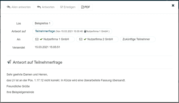 Bild 4: Details der Antwort auf eine Teilnehmerfrage