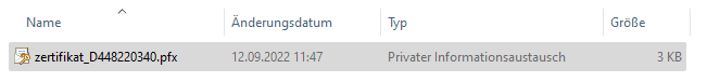 Bild 4: privater Teil des Zertifikats, Dateiendung: *.pfx