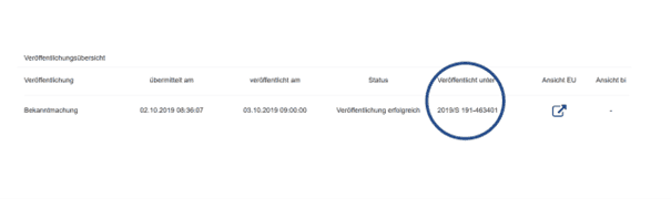 Bild 2: Daten zur Veröffentlichung bei der EU