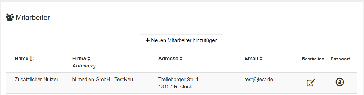 Bild 2: Liste der Mitarbeiter