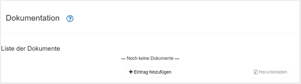 Bild 2: leere Liste der Dokumente zu Beginn der Dokumentation