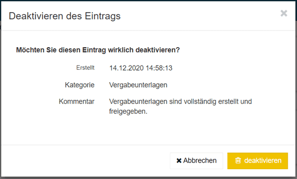 Bild 7: Deaktivieren (Löschen) des Eintrags