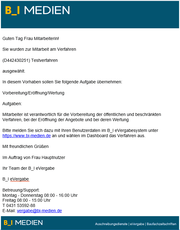 Bild 3: Information über die Einladung zur Mitarbeit