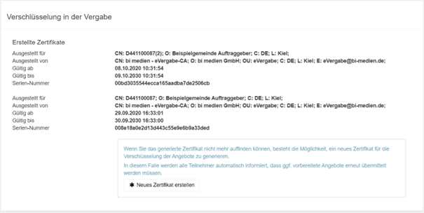 Bild 7: 2 Zertifikate erstellt