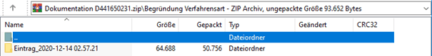 Bild 11: zip-Archiv der Dokumentation - Unterordner für die Einträge
