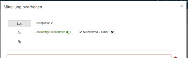 Bild 3: Mitteilung - getroffene Losauswahl, Empfänger-Auswahl angepasst