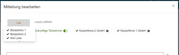 Bild 2: Mitteilung - Los-Auswahl