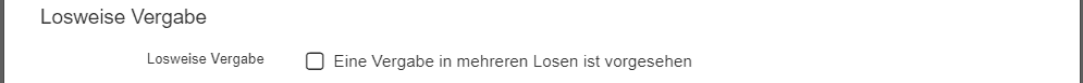 Bild 12: Schritt 6: Weitere Angaben zur Vergabe - Auswahl losweise Vergabe