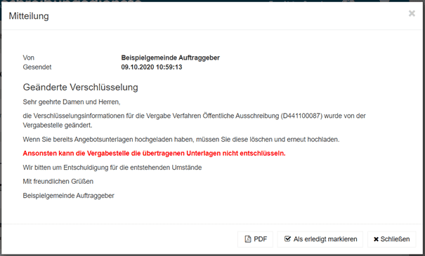 Bild 9: Hinweis zur Änderung des Zertfikats