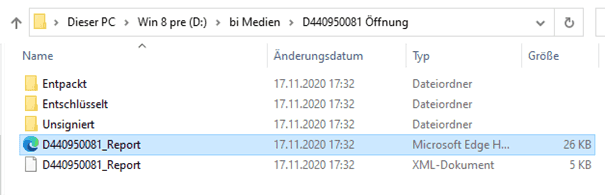 Bild 11: Ausgabeverzeichnis des Entschlüsselungsvorgangs
