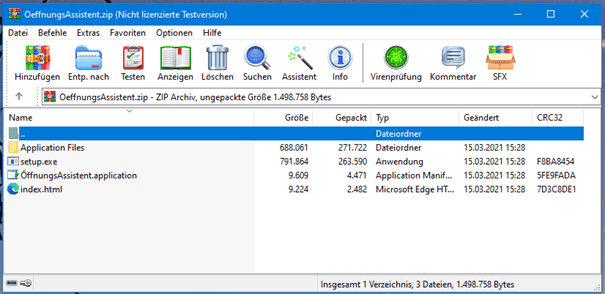Bild 2: Ansicht der Dateien im ZIP-Archiv