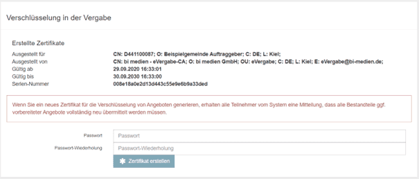 Bild 6: Hinweis bei der Erstellung eines weiteren Zertifikats
