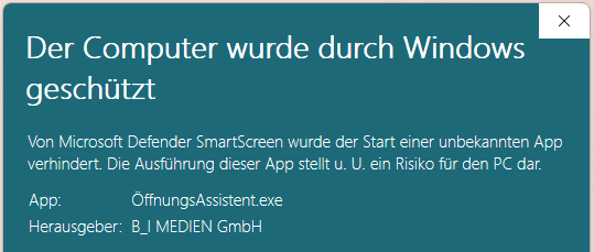 Installation des B_I öffnungsassistenten