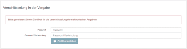 Bild 1: Menüpunkt "Vorbereitung", Register "Sicherheit" - Passwortabfrage für ein zu erstellendes Zertifikat