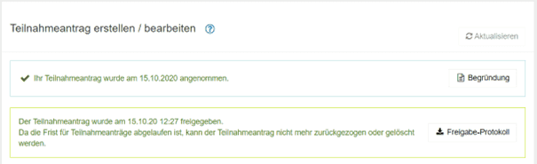 Bild 16: Anbieter, Ausschnitt Menüpunkt "Teilnahmeantrag"