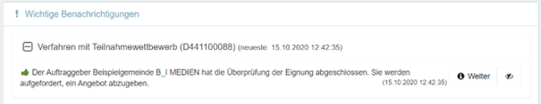Bild 15: Anbieter, Ansicht "Wichtige Benachrichtigungen"