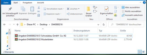Bild 1: Beispiel für heruntergeladene Angebote