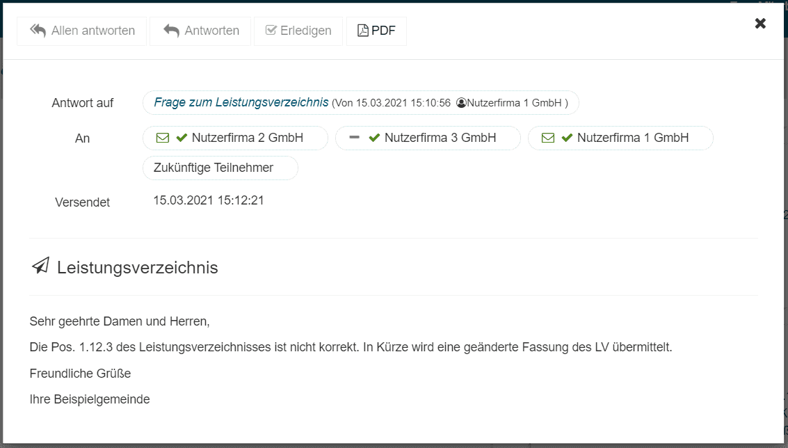 Bild 5: Details einer öffentlichen Mitteilung