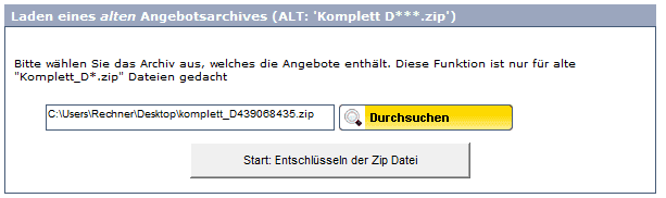 Bild 3: Auswahl zu entschlüsselndes Angebotspaket