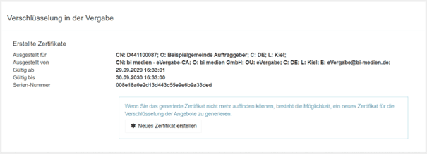 Bild 4: Anzeige des erstellen Zertifikats
